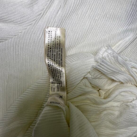 Massimo Dutti White Ribbed Long Sleeve Tie Front Top Size S - Picture 8 of 10